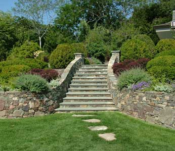 Craig Socia Garden Design images of gardens, twig style, stone work and pools